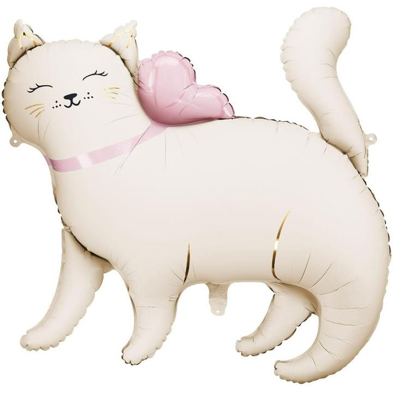 Кошечка с бантом бежевая