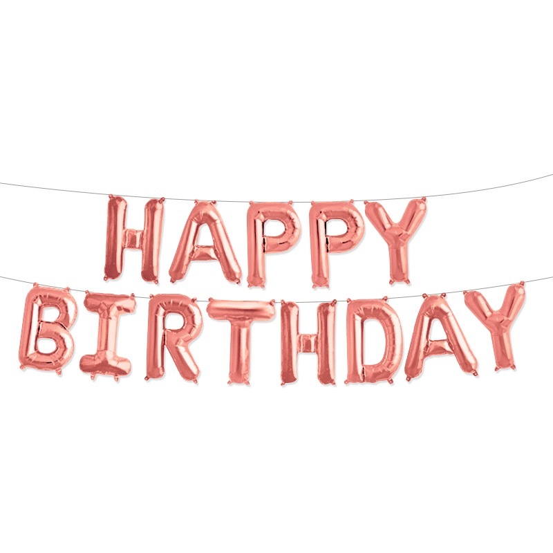 Растяжка happy birthday розовое золото